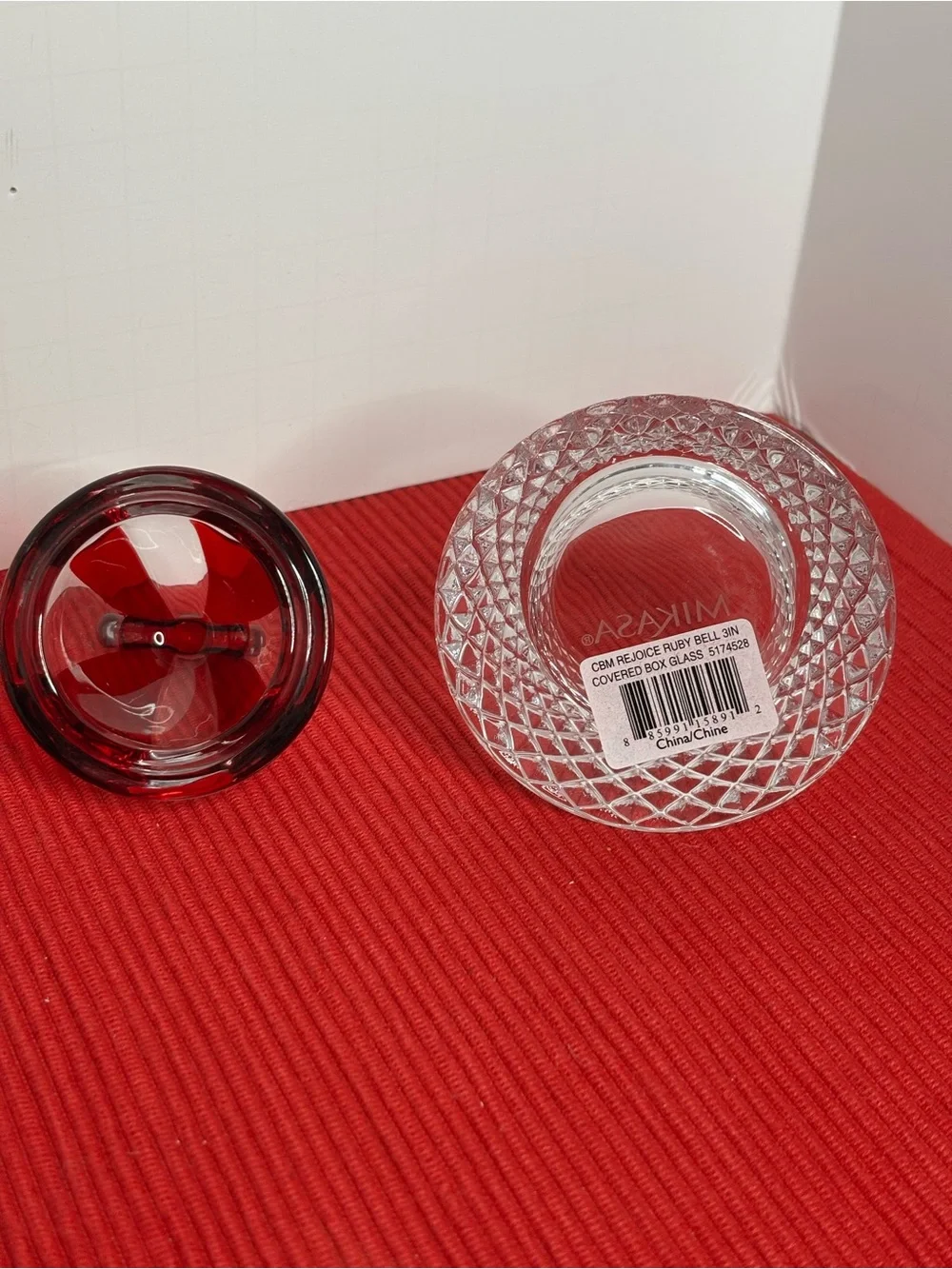 Mikasa Crystal Ruby Bell Covered Box “Celebrations” From The Rejoice Collection